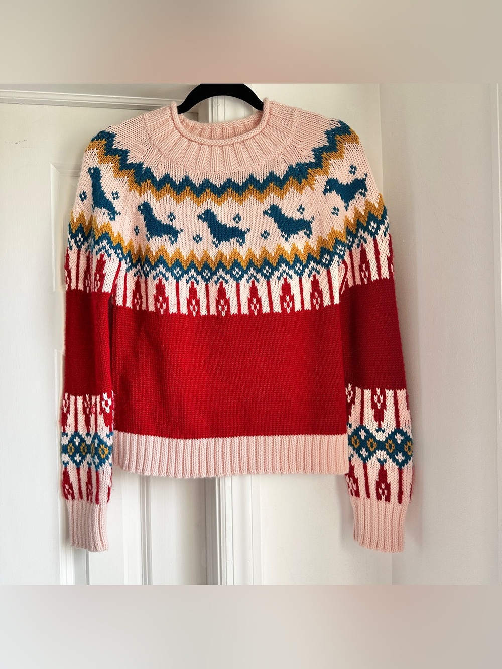 Rachel Antonoff Oscar Dachsund Fair Isle Crew Neck Sweater Small - Picture 5 of 10